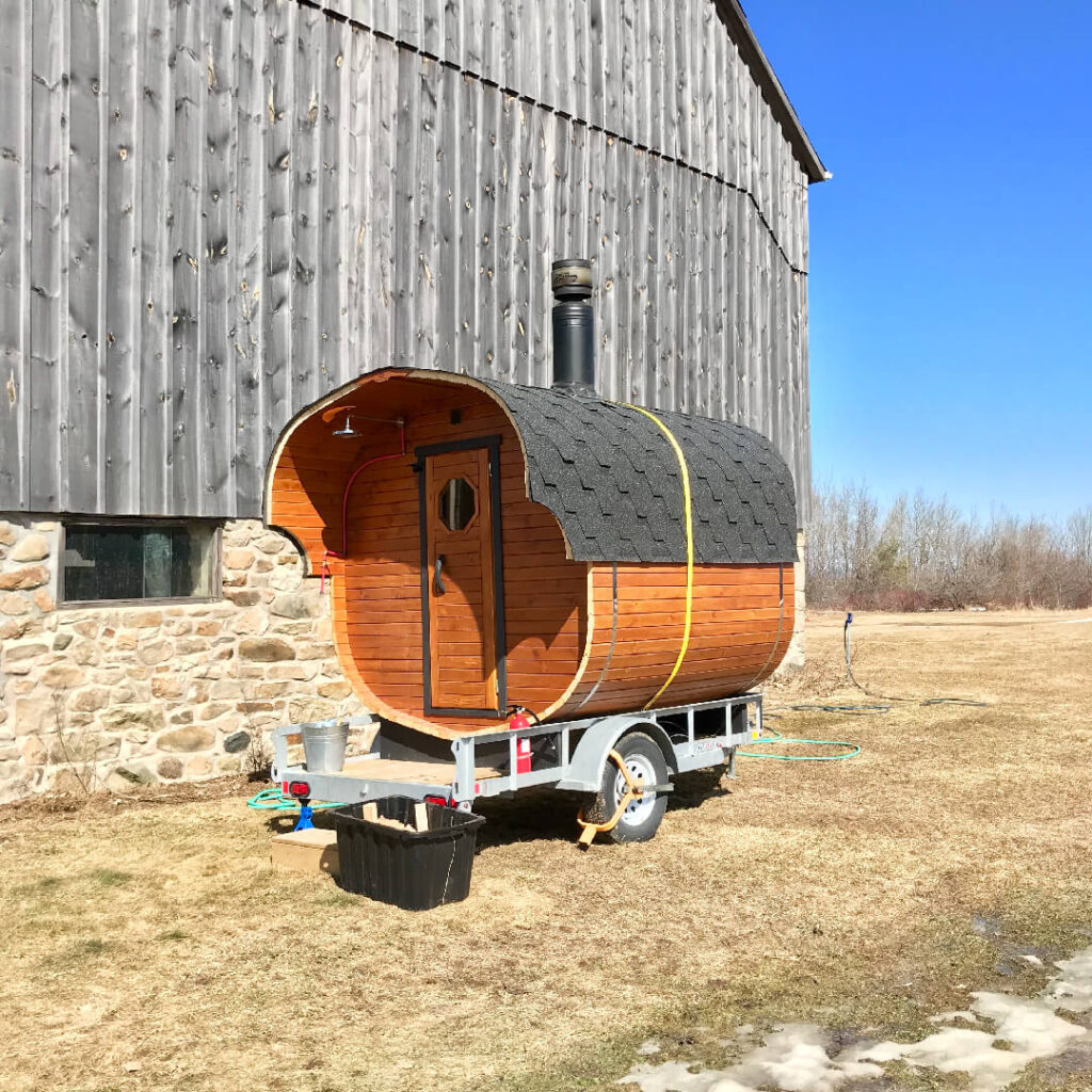 Square Premium mobile sauna on a trailer